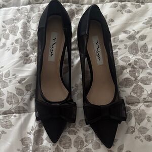 Nina Black Mesh Bow Heels